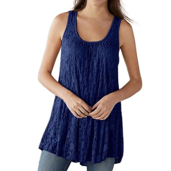 

plus size fashion women o neck sleeveless vest solid summer solid casual loose tank top, White