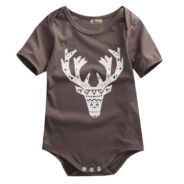 

newborn baby short sleeve bodysuits jumpsuit clothes suit skin deer pajamas outfit 0 - 24m, Blue