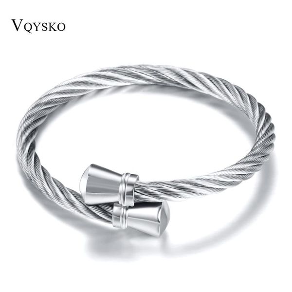 

diy cable wire bangles luxury braided women men stainless steel open cuff bracelets bangles jewelry, Black
