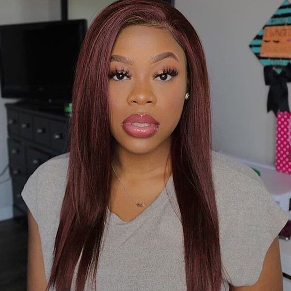 

99j burgundy lace front wig 13x4 straight lace front wig 4/27 highlight wig honey blonde brown lace front human hair wigs, Black;brown
