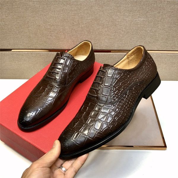 

dress shoes male shoe round toe retro comfortable breathable men genuine leather formal business multi color, Black