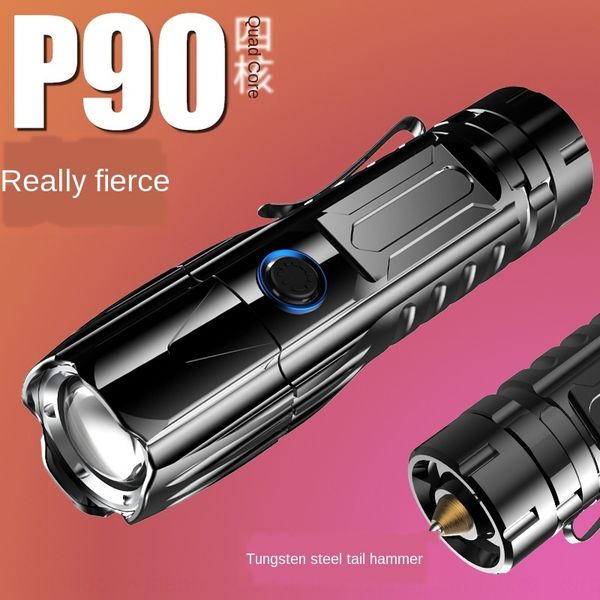 

new p90 small multi-functional portable rechargeable home outdoor ultra-bright hunting lamp flashlight flashlight