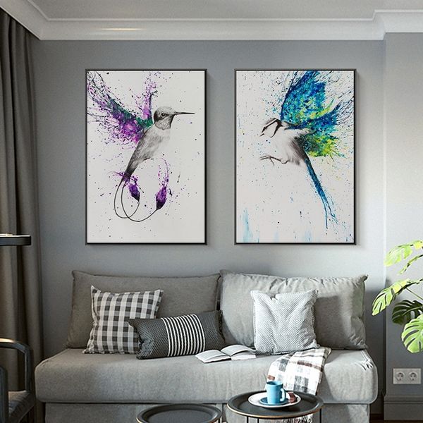 

flying birds bright color abstract wings canvas painting modern posters and prints wall art pictures for living room home decoration