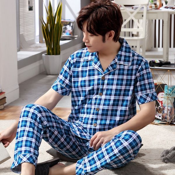 

tamju yilong 2020 new pajamas men's summer cotton woolen cardigan shorts and shorts short-sleeved trousers thin cardigan cotton home cl, Black;brown