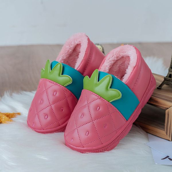 

дети хлопка тапочки зима pu кожа водонепроницаемая мальчики девочки non-slip мягкое дно младенца дом плюс бархатные теплые ботинки, Black;grey