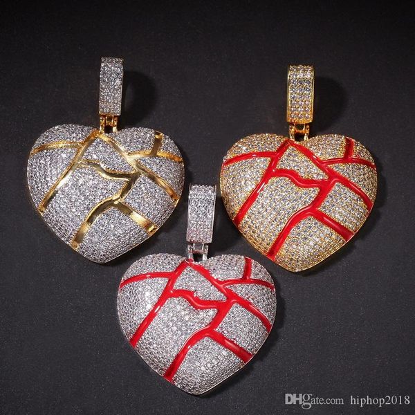 

broken heart pendant necklace for mens womens new fashion hip hop necklace jewelry iced out pendant necklace, Silver