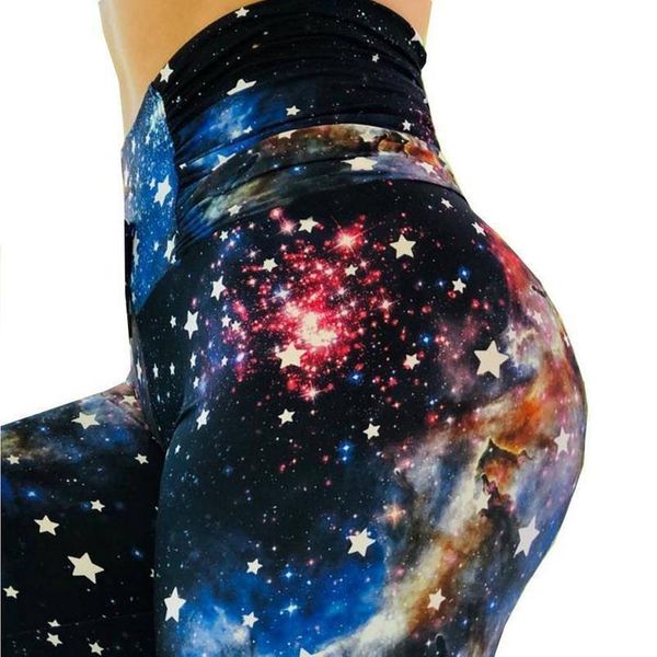 

fitness legging fashion women leggings elastic fitness legging female pants starry sky universe printed wholesale drop shipping, Black