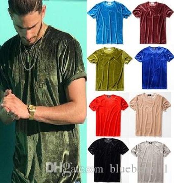 

2020 summer new short-sleeved t-shirt velvet men's round neck fashion tide t shirt black red s-2xl, White;black