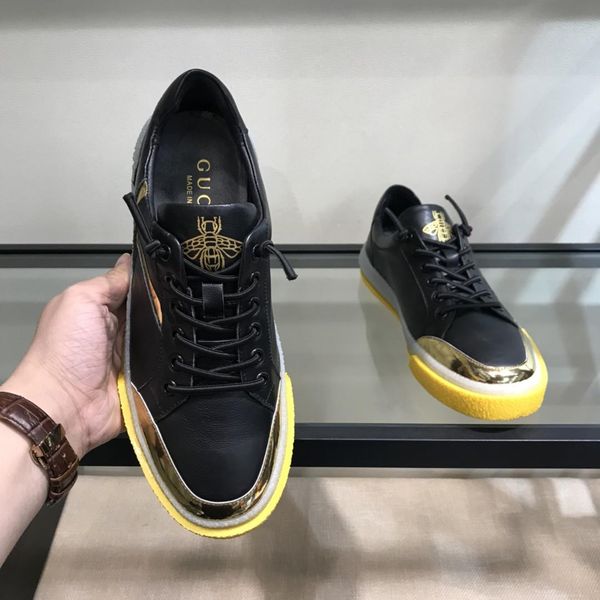 

2019w new leather men's shoes street fashion casual shoes white shoes british men original box packaging 38-44, Black