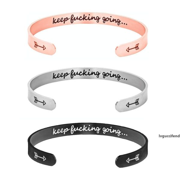 

keep going bracelets arrows stainless steel open bracelet letter inspirational wristband bangle engraved cuff jewelry party favor ljjo6993