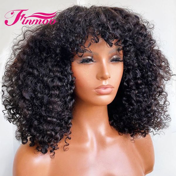 

250% kinky curly wig lace front human hair wigs for women 360 lace frontal wig afro kinky curly wig with bangs brazilian remy, Black