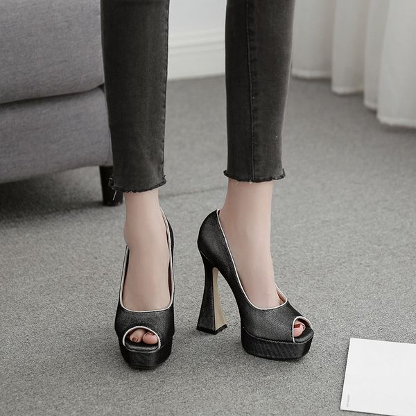 

comfort shoes for women open toe high heel sandals strappy heels large size suit female beige espadrilles platform slip-on, Black