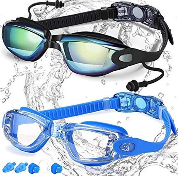 

goggles swim swimming glasses men diving no leaking anti fog uv protection triathlon pools adult