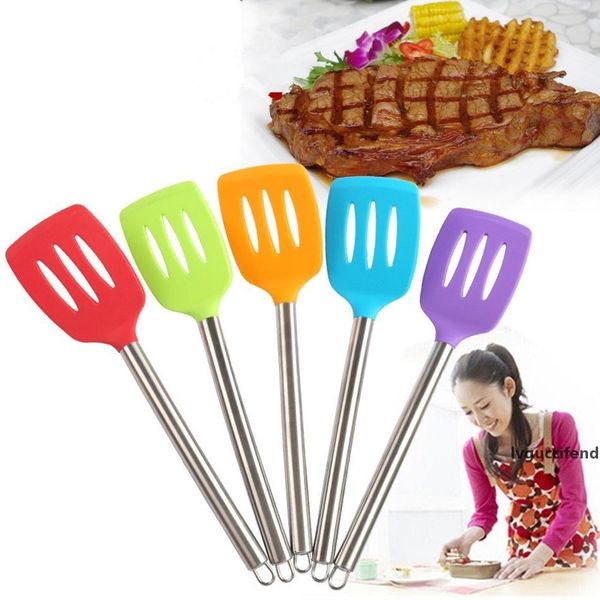 

silicone stainless steel spatula 34*8.3cm slotted silicone spatula not sticky pot heat resistant shovel cooking utensils ooa3001