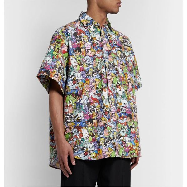 

xx vetements shirts full anime cartoon printing vetements shirt 2020 men women oversize pocket embroidery logo vtm blouse, White;black