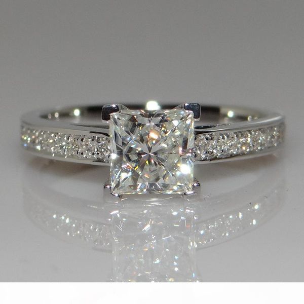 

просто принцесса кольцо 4 зубца установка diamonique cz моды свадебные украшения для белого золота заполненные кольца подарков, Slivery;golden