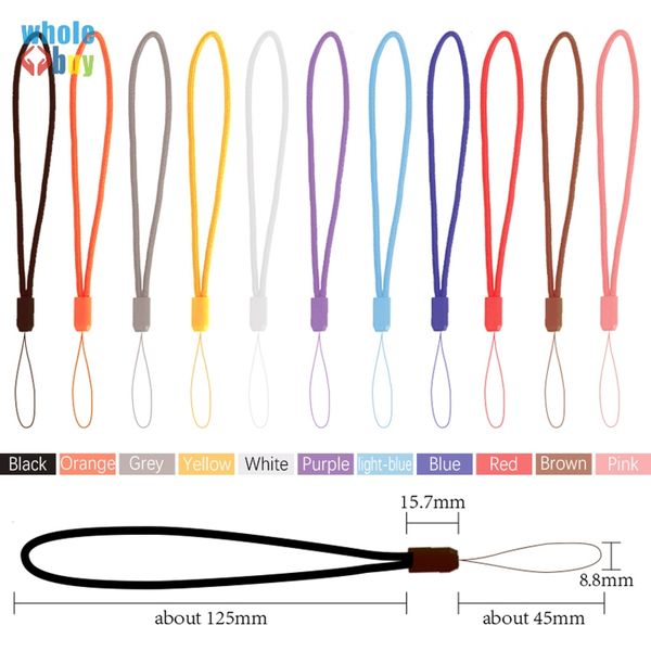

3000pcs/lot 18cm length round nylon wrist hand cell phone mobile chain straps keychain camera usb mp4 charm cords diy hang rope lanyard