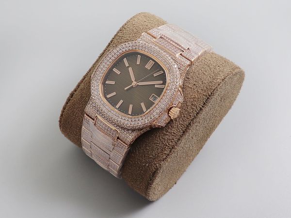 

новый, r8 завод, pp nautilus.full из кирпича и камня, в общей сложности 3,236 алмазов, установленных hand.cai. 324 сбн movement.swarovski ал, Slivery;brown