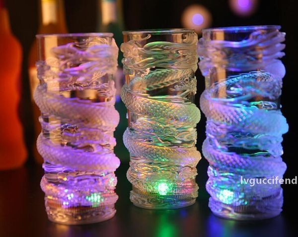 

the new dragon cup led poured water on the light sensor seven-color luminous glass beer mug