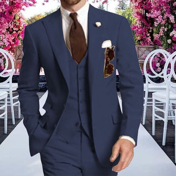 

men's suit 3-pieces formal business suits slim fit solid tuxedos man for wedding groomsmen (jacket+vest+pants) navy, White;black