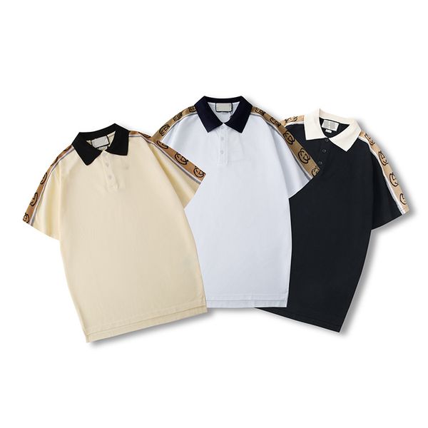 

new fashion 19ss designers tag clothing men fabric letter polo t-shirt turn-down collar casual women tshirt brands tee shirt 3g*08, Black;brown