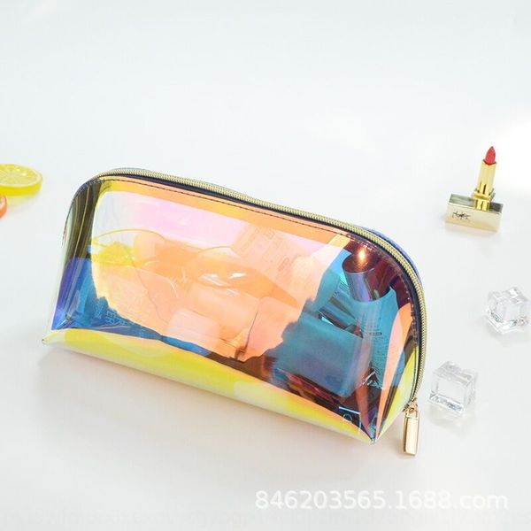 

magic storage color laser pvc storage waterproof transparent tpu laser cosmetic bag magic color mirror cosmetic bag