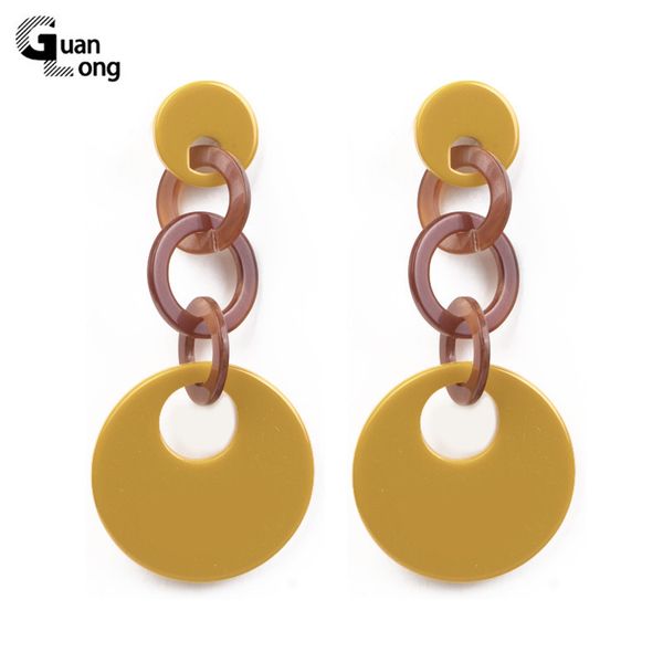 

guanlong модные акриловые серьги заявление женщины большой круглый геометрическая смола висячие серьги bohemian ювелирные изделия черный bri, Silver