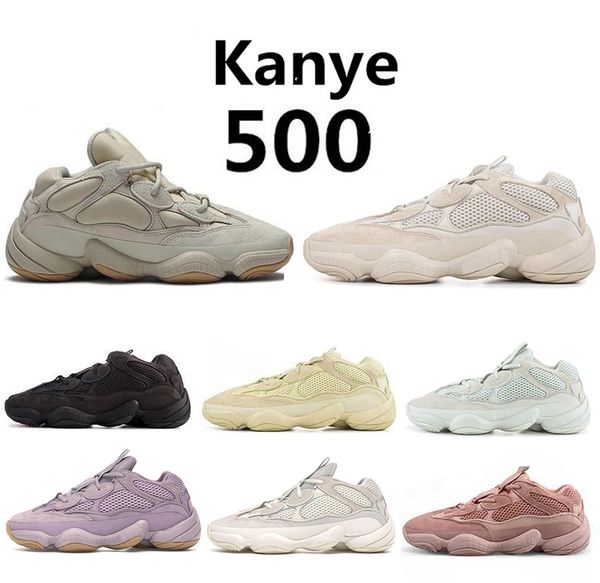 

fashion kanye west soft vision stone desert rat running shoes bone white utility black super moon yellow mens sports sneakers shoe