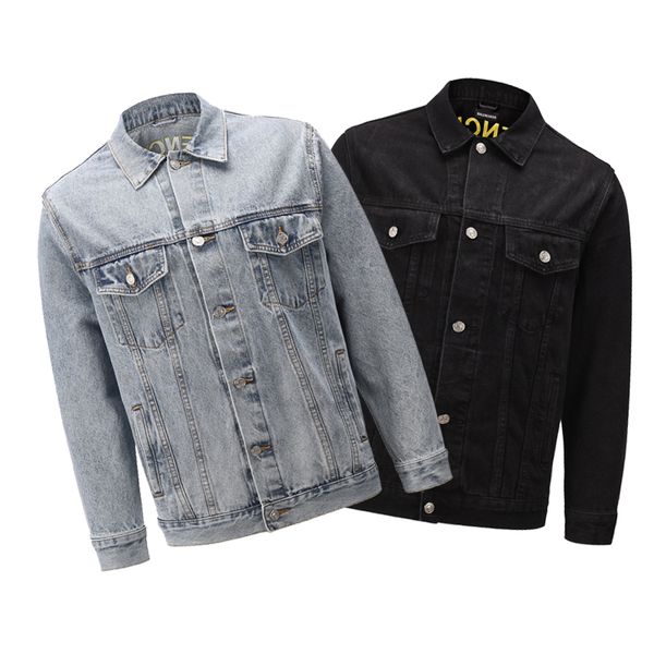 

2020 men's long-sleeved denim jacket new fancy tips. black fashion week men's button jacket autumn winter trends hip hop jacket s, Black;brown