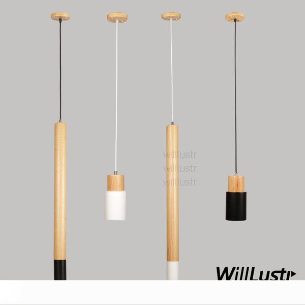 

willlustr cylinder pendant lamp wood plus metal suspension lighting dinning room restaurant l villa cafe bar counter spot light