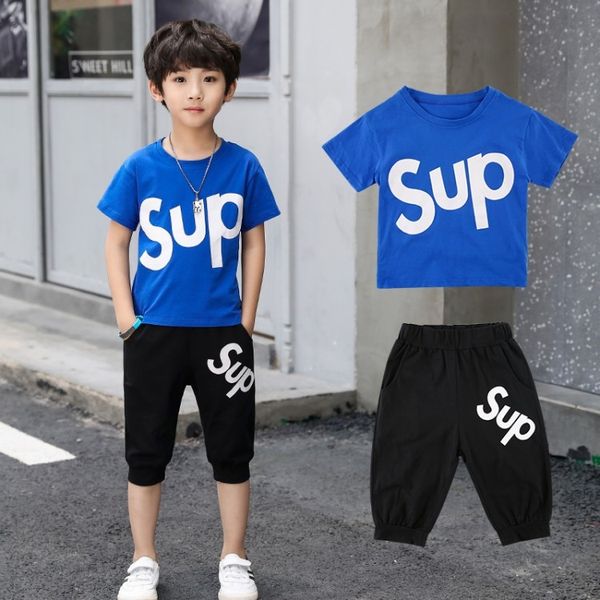 

boys' short-sleeved suit 2020 new children's shorts children's clothing boy cotton in the big light short-sleeved shorts two