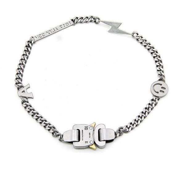 

19ss alyx necklace bracelet metal chain men women hip hop outdoor alyx street accessories smile necklace, Silver