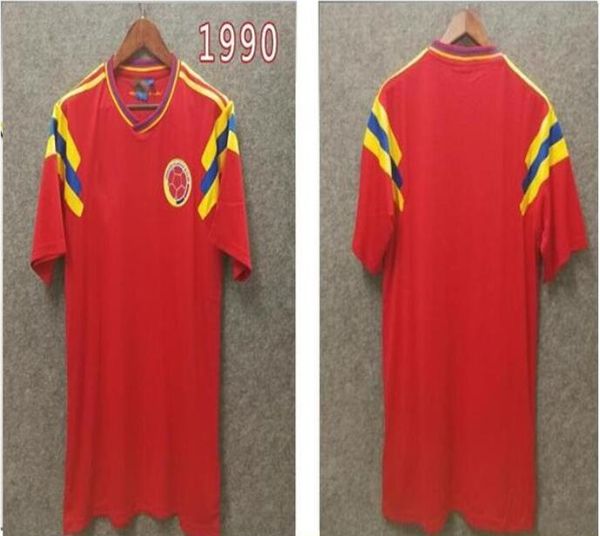 

#10 valderrama #9 guerrero colombia 90 retro soccer jersey red classic commemorate antique collection vintage football camiseta, Black;yellow