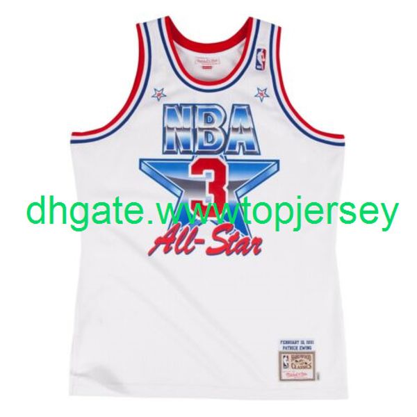 

дешевый патрик юинг # 3 mitchell майки для баскетбола ness 1991 all-star top джерси отсылок веста прошитой, Gray