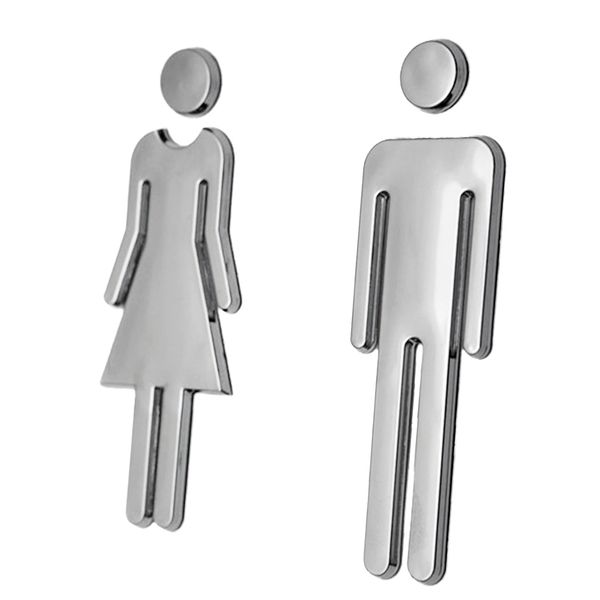 

a pair of man&woman wc door signs self-adhesive wall stickers toilet signs restroom washroom signage plaque