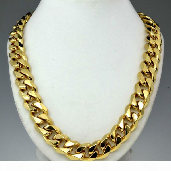 

heavy mens 18k men chains necklaces gold filled solid cuban curb chain necklace n276 60cm 50cm, Silver