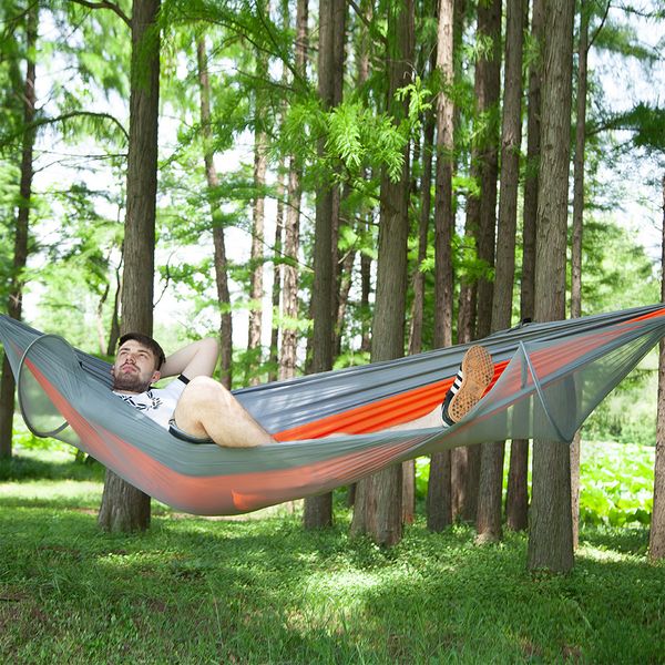 

pop-up portable hanging 210t nylon outdoor camping anti mosquito hammock with mosquito netting