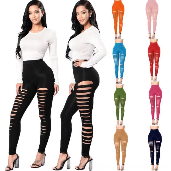 

new women's pants tight pants colorful side hole large size tight leggings front hole leggings for women, Black