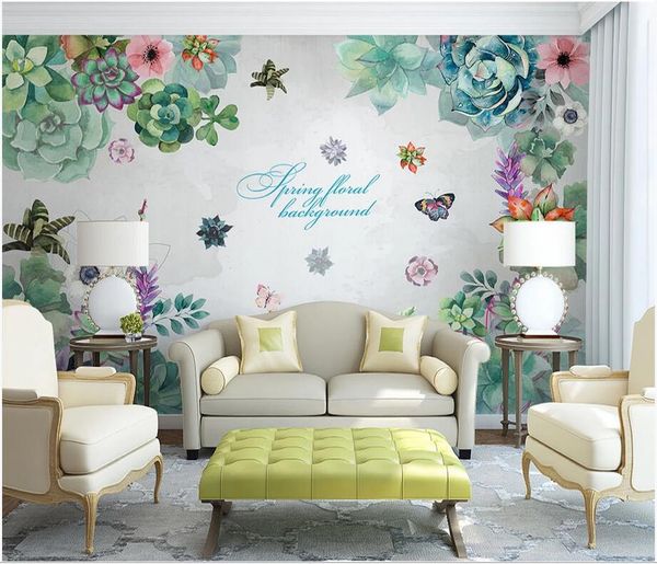 

3d murals wallpaper cloth custom p idyllic watercolor succulent abstract flowers sof background 3d landscapes room wallpaper for walls