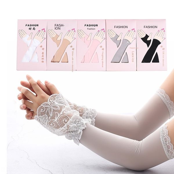 

bhlxu cold lace sun-proof ice silk sleeve outdoor riding and driving uv-proof long arm sleeve female cold flower women's style border w