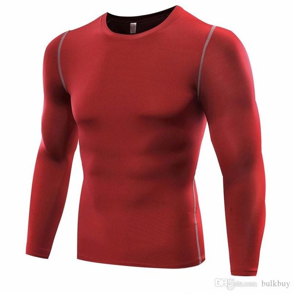 

outdoor men compression running sports long sleeve tight shirts fitness gym base layer cozy, Black;blue