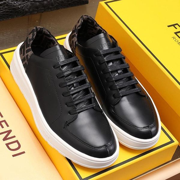 

lightweight mens shoes zapatos de hombre comfortable luxury designer shoes leather low - sneakers lace -up sports men shoes, Black