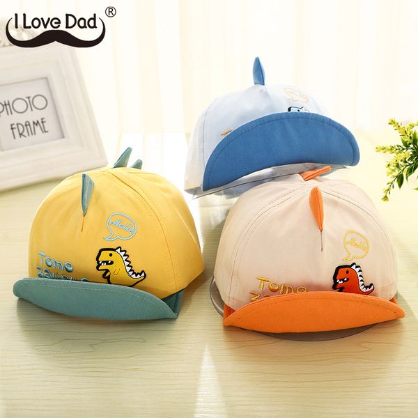 

cartoon little dinosaur baby hat cotton soft eaves baby girl boy cap spring newborn infant baseball cap outdoor kids sun hat, Yellow