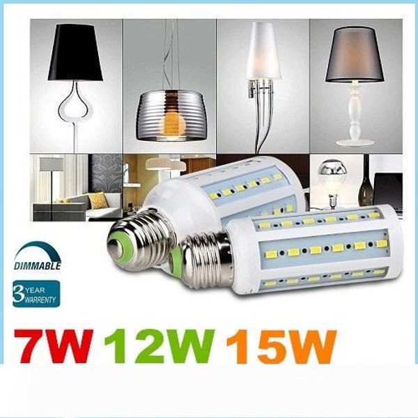 

7w 12w 15w led bulbs e27 e14 b22 smd 5730 led corn lights 360 angle ac 110-240v