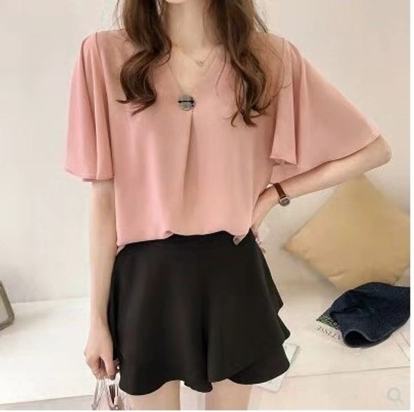 

summer plus plus size half sleeve base women's chiffon fat t- shirt sister slimming short sleeve t-shirt top, White