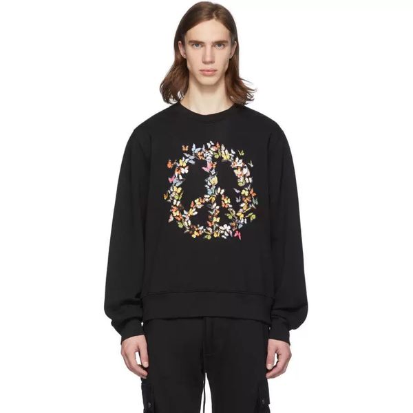

mens designer hoodies fashion letter butterfly peace symbol sweatshirt 2020 new printing sweaters hiphop sreetwear clothing, Black