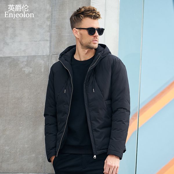 

enjeolon brand winter hoodies thick jacket men cool hooded cotton parka coat black thick quilted jacket coat 3xl men mf0710