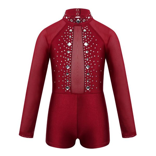 

детские девушки балерина sparkly rhinestone тюль сращивания backless балет танцевальная гимнастика трико комбинезон biketard танцевальная од, Black;red