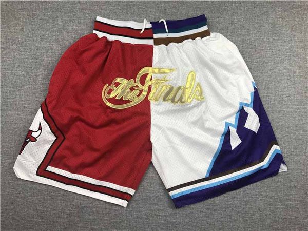 

1997 finals chicago bulls utah jazz men split nba shorts - red white