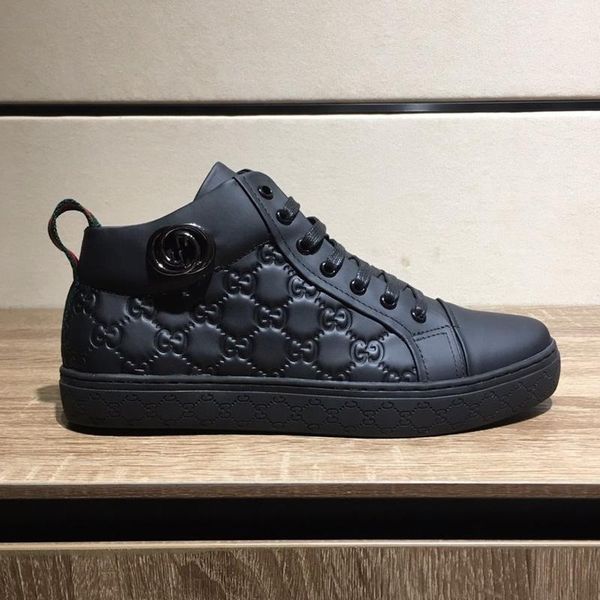 

моды класса люкс мужская повседневная обувь из натуральной кожи lace-up мужчины обувь качества мужские кроссовки мода подъёмники большой раз, Black